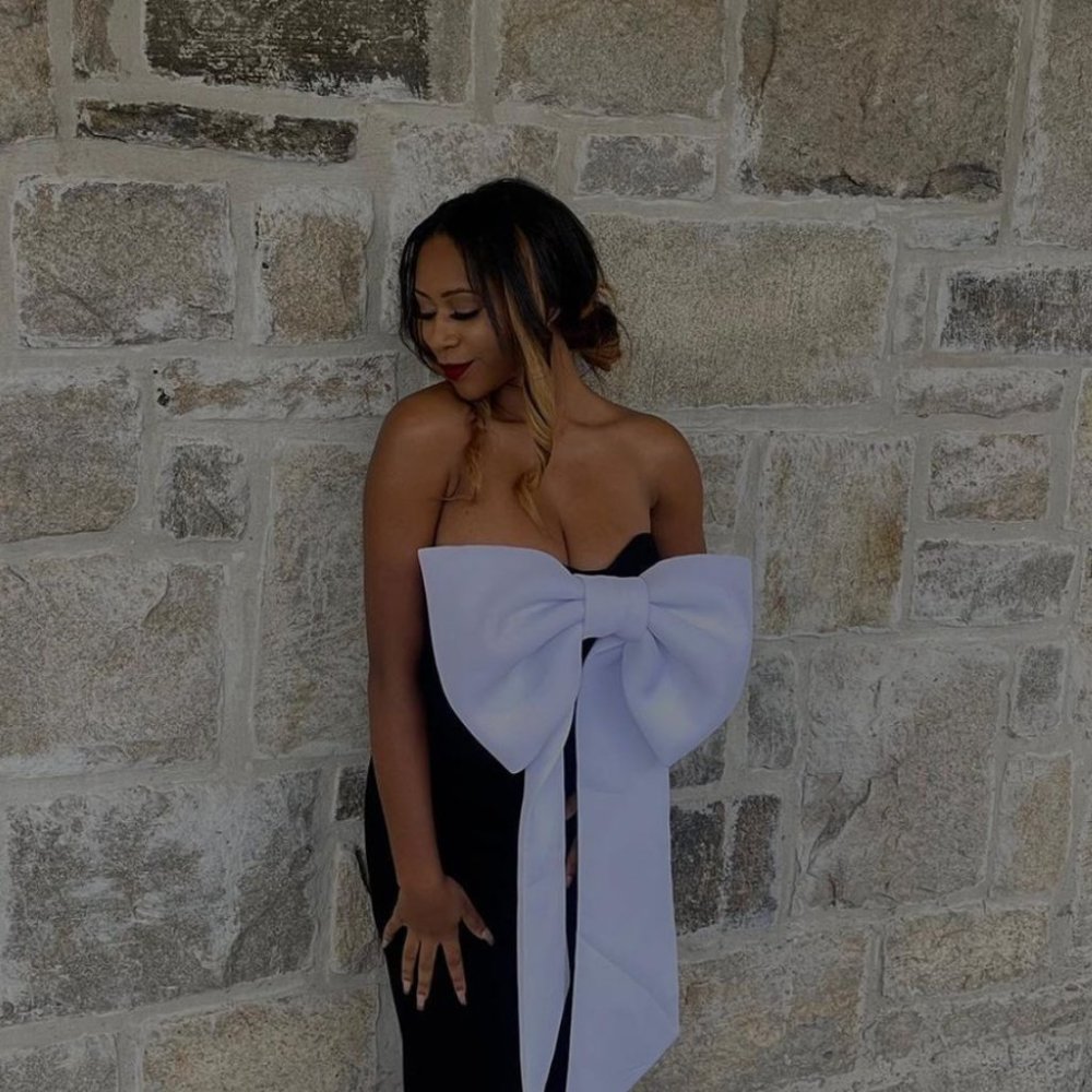 Fashion Nova Big Bow Energy Maxi Dress - Black/White
